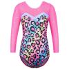 BAOHULU Gymnastics Leotard for Girls Shiny Sequin Sleeve Practice Dancewear B346_PinkLeopard_10A view 1