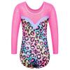 BAOHULU Gymnastics Leotard for Girls Shiny Sequin Sleeve Practice Dancewear B346_PinkLeopard_10A view 2