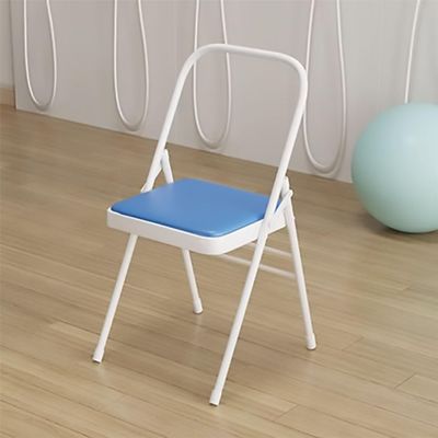 Yoga Auxiliary Chair,Backless Yoga Chair,Portable Folding Yoga Chair with Non-Slip Feet Covers,PU Leather,Double Beam Design,Iyengar Yoga Chair, Black