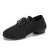 JUODVMP Women's Knits Dance Shoes Classical Lace-up Jazz Ballet Flats Casual Walking Sneakers,Black,9.5 US view 1