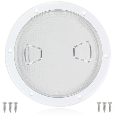 BALAVA 7.2 Inch Boat Hatch,Boat Deck Plates Round Non-Slip Inspection Hatch with Clear Detachable Cover,Marine Access Hatch Deck Hatches for RV Boat Yacht Kayak Outdoor Mount-Screws Included - White
