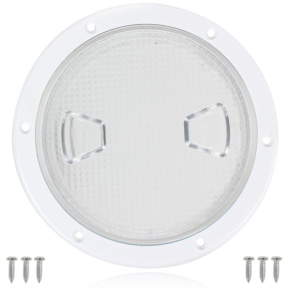 BALAVA 7.2 Inch Boat Hatch,Boat Deck Plates Round Non-Slip Inspection Hatch with Clear Detachable Cover,Marine Access Hatch Deck Hatches for RV Boat Yacht Kayak Outdoor Mount-Screws Included - White