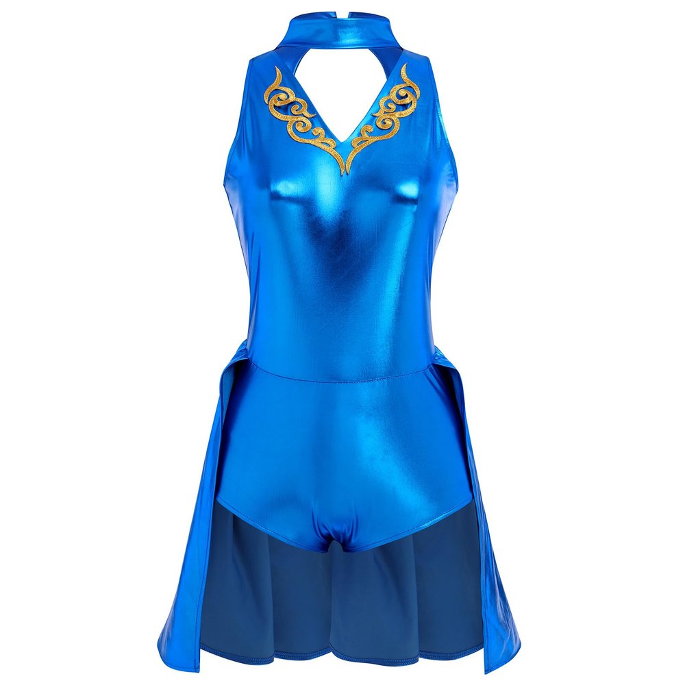 Women Trapeze Artist Fancy Dress Circus Costume, Woman Holographic Metallic Jumpsuit One-piece Bodysuit Mock Neck Leotard Dress Gymnastic Talent Show Ballet Dancewear Stage Performace Royal Blue L