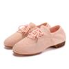 JUODVMP Women's Knits Dance Shoes Classical Lace-up Jazz Ballet Flats Casual Walking Sneakers,Pink,7.5 US view 2