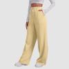 Baggy Wide Leg Fleece Sweatpants for Womens High Waist Joggers with Pockets Lounge Pants Baggy Drawstring Athletic Sweat Pants Fleece Lined Sweatpants Women Y2k Clothes Fleece Joggers Pants view 3