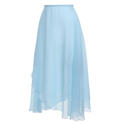 EASTBUDDY Ballet Skirt Women Sheer Long Dance Wrap Skirt for Adult Girls Chiffon Skirts with Adjustable Tie Waist Blue