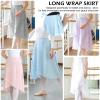 EASTBUDDY Ballet Skirt Women Sheer Long Dance Wrap Skirt for Adult Girls Chiffon Skirts with Adjustable Tie Waist Blue view 2