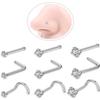 Nose Rings Studs: 9Pcs 20g Silver 316L Surgical Stainless Steel Nose Studs Hypoallergenic L Shape/Corkscrew/Straight Nose Piercing Stud Jewelry for Women Men Clear Cubic Zirconia Imitation Diamond Top Size 1.5mm 2mm 3mm view 1