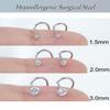 Nose Rings Studs: 9Pcs 20g Silver 316L Surgical Stainless Steel Nose Studs Hypoallergenic L Shape/Corkscrew/Straight Nose Piercing Stud Jewelry for Women Men Clear Cubic Zirconia Imitation Diamond Top Size 1.5mm 2mm 3mm view 3