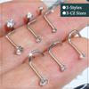 Nose Rings Studs: 9Pcs 20g Silver 316L Surgical Stainless Steel Nose Studs Hypoallergenic L Shape/Corkscrew/Straight Nose Piercing Stud Jewelry for Women Men Clear Cubic Zirconia Imitation Diamond Top Size 1.5mm 2mm 3mm view 4