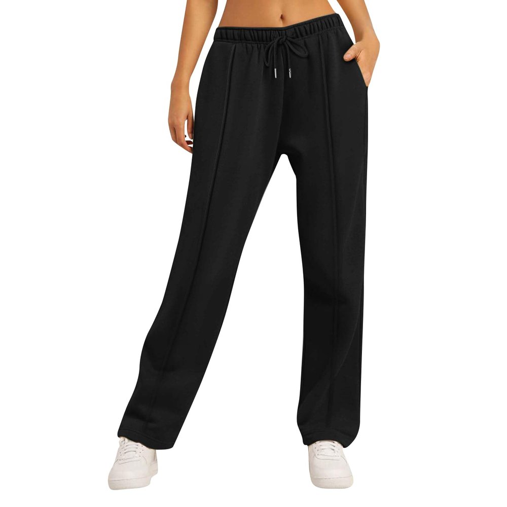 Baggy Wide Leg Fleece Sweatpants for Womens High Waist Joggers with Pockets Lounge Pants Baggy Drawstring Athletic Sweat Pants Fleece Lined Sweatpants Women Y2k Clothes Fleece Joggers Pants