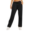 Baggy Wide Leg Fleece Sweatpants for Womens High Waist Joggers with Pockets Lounge Pants Baggy Drawstring Athletic Sweat Pants Fleece Lined Sweatpants Women Y2k Clothes Fleece Joggers Pants view 1