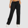 Baggy Wide Leg Fleece Sweatpants for Womens High Waist Joggers with Pockets Lounge Pants Baggy Drawstring Athletic Sweat Pants Fleece Lined Sweatpants Women Y2k Clothes Fleece Joggers Pants view 2