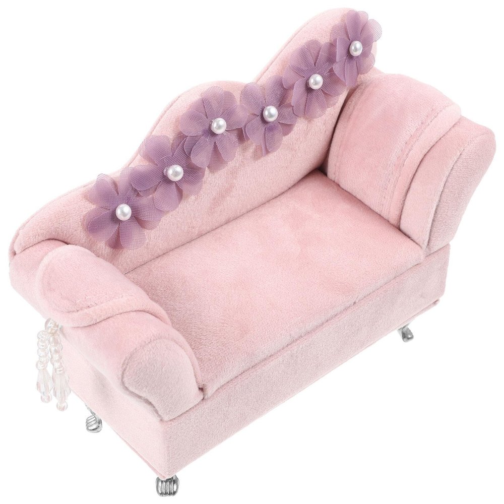 GALPADA Couch-shaped Jewelry Box Floral Design Cute Trinket Organizer for Home Stylish Storage Case for Jewelry Collection Idea for Women