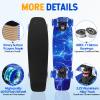 GIEEU Skateboards with Colorful Flashing Wheels for Beginners, Kids, Teens, Adults, 21.8" x 6.1", Complete Standard Skateboards, 9 Layers Maple Deck, Concave Skateboard (X-Lighting) view 4