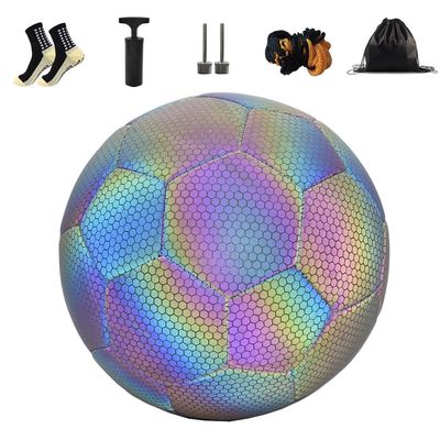 wentian Reflective Football Soccer Ball with Inflatable Pump and Gift (Black)