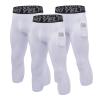 3 Pack Men's 3/4 Compression Pants, Dry Fit Athletic Leggings Men 3/4, Workout Running Tights with Pocket Basketball Capri view 1