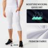 3 Pack Men's 3/4 Compression Pants, Dry Fit Athletic Leggings Men 3/4, Workout Running Tights with Pocket Basketball Capri view 4