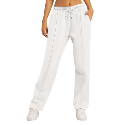Baggy Wide Leg Fleece Sweatpants for Womens High Waist Joggers with Pockets Lounge Pants Baggy Drawstring Athletic Sweat Pants Fleece Lined Sweatpants Women Y2k Clothes Fleece Joggers Pants