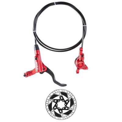BUCKLOS MTB Hydraulic Disc Brakes Red Mountain Bike Right Rear 1450mm Hydraulic Brake and 160mm Bike Floating Disc Brake Rotor with Heat Dissipation Fins