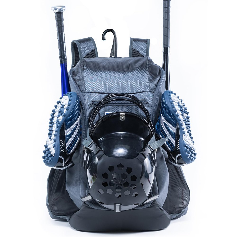 VIGEGARI Baseball Bag Softball Bat Bag - Baseball Backpack Adult with Gear Klip To Hold Baseball Glove, Baseball Essential Gear - Youth Baseball Bag for Boys, Girls, Baseball Accessories, Grey