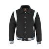 KU CLOTHING Black Varsity Jacket Wool Blend Collared Bomber Jacket (US, Alpha, X-Large, Regular, Regular, Black-White) view 1