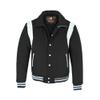 KU CLOTHING Black Varsity Jacket Wool Blend Collared Bomber Jacket (US, Alpha, X-Large, Regular, Regular, Black-White) view 2
