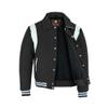 KU CLOTHING Black Varsity Jacket Wool Blend Collared Bomber Jacket (US, Alpha, X-Large, Regular, Regular, Black-White) view 3