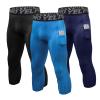 3 Pack Men's 3/4 Compression Pants, Dry Fit Men Running Leggings, Workout Basketball Capri Tights with Pocket view 1