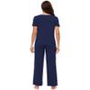 WiWi Viscose from Bamboo Pajamas for Women Soft Comfy Pajama Sets Short Sleeve Loungewear Pjs Pants Set S-XXL, Navy, Medium view 2