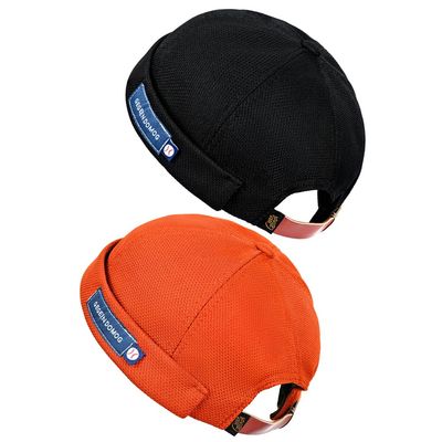 2 Pack Breathable Docker Beanie Hat Adjustable Leather Buckle Vintage Style Brimless Cuff Watch Cap Sailor Harbour Leon Hat