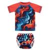 ALVABABY 2-Piece Baby Swimsuit,Infant Toddler Bathing Short Sleeve Swimwear, Large Baby Reusable Swim Diaper with Matching Top view 1