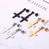 925 Sterling Silver Upside down cross earrings for Men Women, 14K Yellow Gold Inverted Upside Down Cross Earring Church of Satan Temple Occult Satanic Witchy Stud Jewelry, upside down cross rosary upside down chain, inverted cross pendant earrings ne view 3