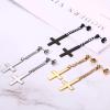 925 Sterling Silver Upside down cross earrings for Men Women, 14K Yellow Gold Inverted Upside Down Cross Earring Church of Satan Temple Occult Satanic Witchy Stud Jewelry, upside down cross rosary upside down chain, inverted cross pendant earrings ne view 4