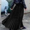 ebossy Women's Fall Winter High Wasit Ankle Length Velvet Maxi Long Pleated Skirt (XXL, Black) view 3