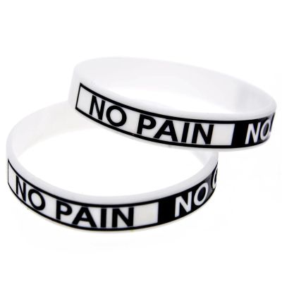 AMPUTEE No Pain No Gain Motivational Bracelets Silicone Rubber Band Wristbands Inspirational Gifts (Color : White_One Size)