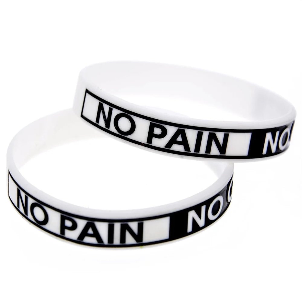 AMPUTEE No Pain No Gain Motivational Bracelets Silicone Rubber Band Wristbands Inspirational Gifts (Color : White_One Size)