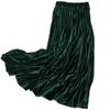 ebossy Women's Fall Winter High Wasit Ankle Length Velvet Maxi Long Pleated Skirt (XXL, Dark Green) view 1