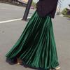 ebossy Women's Fall Winter High Wasit Ankle Length Velvet Maxi Long Pleated Skirt (XXL, Dark Green) view 4