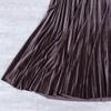 ebossy Women's Fall Winter High Wasit Ankle Length Velvet Maxi Long Pleated Skirt (S, Dusty Pink) view 2