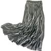 ebossy Women's Fall Winter High Wasit Ankle Length Velvet Maxi Long Pleated Skirt (XS, Light Army) view 1