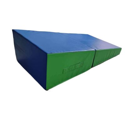 Rygcrud Folding Gymnastics Cheese Wedge Incline Mat, Indoor/Outdoor Exercise Tumbling Mat for Children Girls Home Play/Training, Gift (Color : Blue, Size : 160x60x35cm)