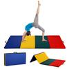 8'x 4' Folding Gymnastics Mat for Tumbling - Exercise Gym Mat for Kids, Adults - PU Leather Yoga Mat With Carrying Handles, Cream view 1