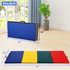 8'x 4' Folding Gymnastics Mat for Tumbling - Exercise Gym Mat for Kids, Adults - PU Leather Yoga Mat With Carrying Handles, Cream view 3