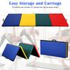 8'x 4' Folding Gymnastics Mat for Tumbling - Exercise Gym Mat for Kids, Adults - PU Leather Yoga Mat With Carrying Handles, Cream view 4