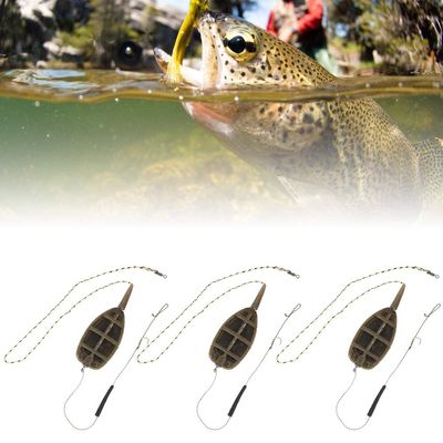Gavigain 3PCS Carp Bait Holder, Fishing Bait Trap Cage Feeder Basket Holder Fishing Inline Method Feeder Set for Efficient Bait Control