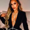Tgirls Rhinestone Body Chain Sexy Crystal Body Jewelry Sparkly Waist Chains Nightclub Beach Bra Body Chains for Women and Girls (Silver-Black) view 2