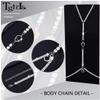 Tgirls Rhinestone Body Chain Sexy Crystal Body Jewelry Sparkly Waist Chains Nightclub Beach Bra Body Chains for Women and Girls (Silver-Black) view 3