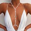 Tgirls Rhinestone Body Chain Sexy Crystal Body Jewelry Sparkly Waist Chains Nightclub Beach Bra Body Chains for Women and Girls (Silver-Black) view 4