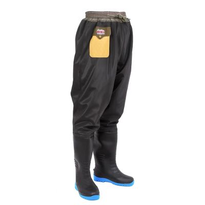 BcoMfy Men's Drawstring Hip Waders, Winter Warm Fishing Hunting Hip Waders Boots, PVC Non-slip Oxford Sole (Color : Black, Size : 8)
